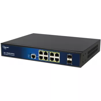 Pārvaldāms 10 portu PoE slēdzis ALLNET ALL-SG8610PMJ ar 8 PoE+ portiem un 2 augšupsaites portiem