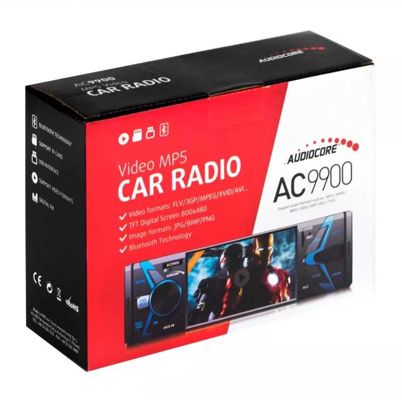 Audiocore AC9900 MP5 AVI DivX Bluetooth brīvroku galvas ierīce + tālvadības pults