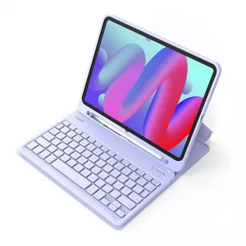 Bezvadu Bluetooth tastatūra Inateck KB04002 — QWERTY izkārtojums, iebūvēts 280 mAh akumulators, skārienpaliktnis, violeta — saderīga ar iPad Air 11 collas (6./7. paaudze)