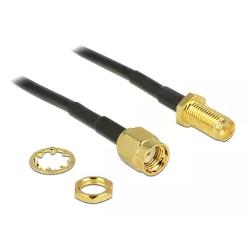 Koaksiālais kabelis DeLOCK 88876 RP-SMA standarta 0,2 m melns