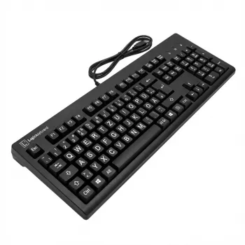 Mehāniskā tastatūra LogicKeyboard XL-Print balta on Melns TITAN DE PC — vāciešu izkārtojums
