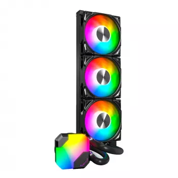 AIO ūdens dzesētājs Montech Hyper Flow ARGB 360 mm Melns — 360 mm radiators, ARGB, slēgta kontūra CPU dzesētājs