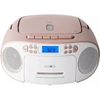 Modinātājpulkstenis ar radio Reflexion RCR2260 Balts/Rozā — kompakts naktsgaldiņa pulkstenis ar radio