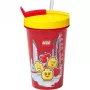 Krūze ar salmiņu Room Copenhagen LEGO Iconic Girl Bright Red 500 ml (sarkana/dzeltena)
