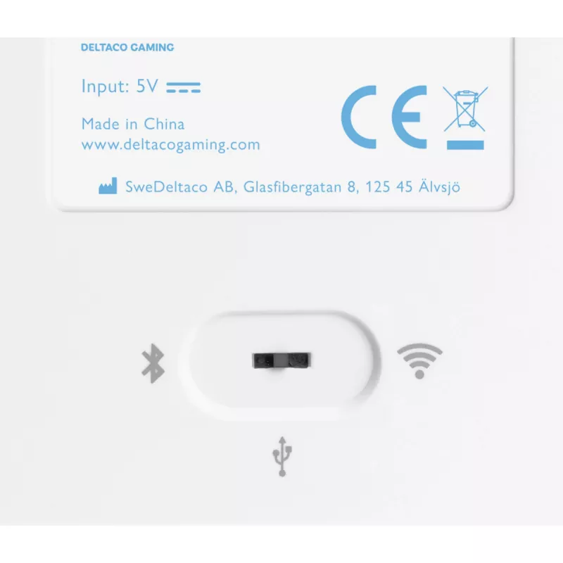 Deltaco GAM-100-W-DE. Tastatur Formfaktor: 65%. Tastatur-Stil: Gerade. Geräteschnittstelle: USB + Bluetooth, Tastatur-Key Switch: Mechanischer Switch,