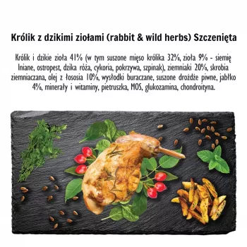 PAKA ZWIERZAKA Puppy Rabbit with wild herbs S - sausā suņu barība - 9kg