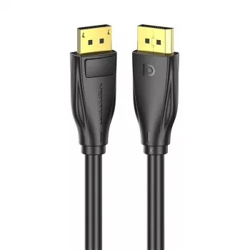 DisplayPort 1.4 kabelis Vention HCCBI, 3 m, 8K@60Hz / 4K@120Hz, 80 Gbit/s, apzeltīti kontakti, melns