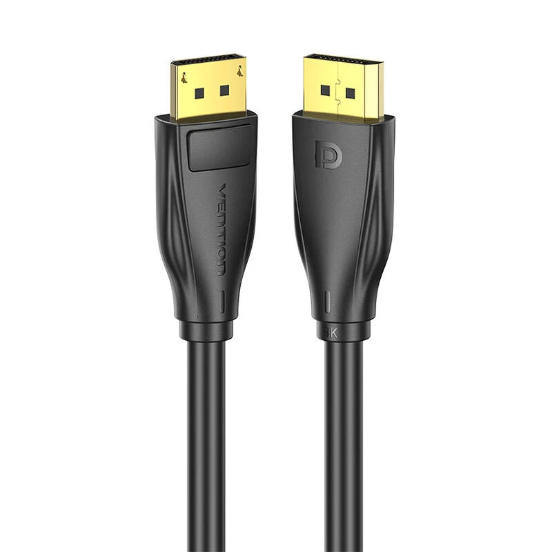 DisplayPort 1.4 kabelis Vention HCCBI, 3 m, 8K@60Hz / 4K@120Hz, 80 Gbit/s, apzeltīti kontakti, melns