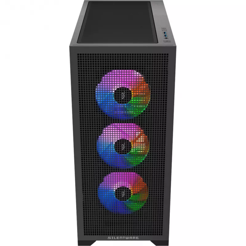 PC case Silentware Core 100 A-RGB Melns — model CORE100Melns, A-RGB lighting, mid-tower form factor