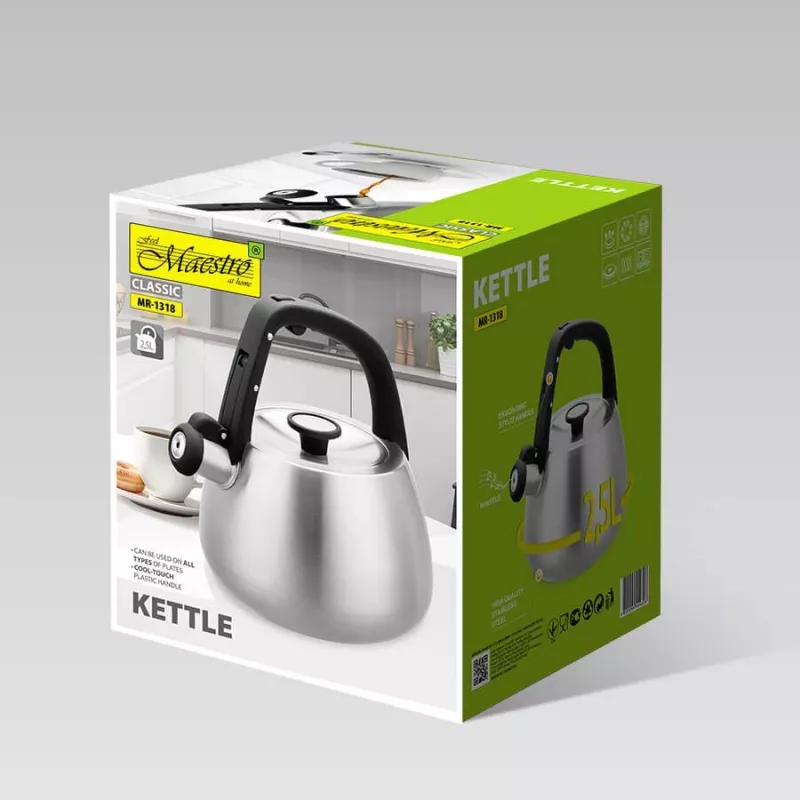 Tējkanna Maestro MR-1318 2,5 l Sudraba, Melna
