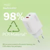 AC iekštelpu USB GaN lādētājs DIGITUS DA-10301 — 30W, 1× USB-C, 1× USB-A, 100–240V, balts