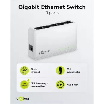 Goobay 5 portu gigabitu Ethernet tīkla slēdzis (64563)