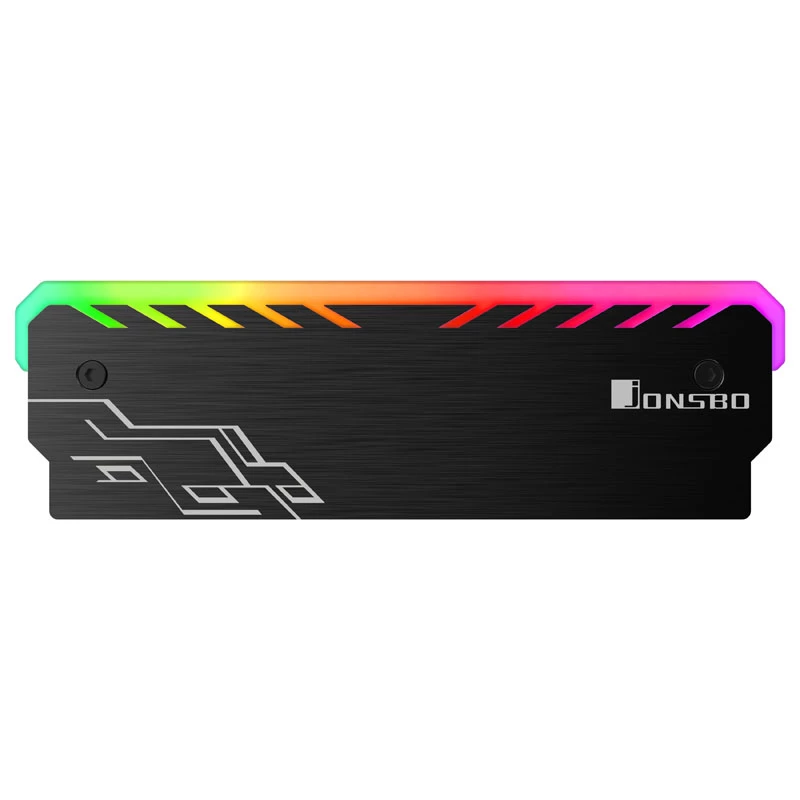 RAM dzesētājs Jonsbo NC-1 RGB Melns — aktīvs atmiņas radiators ar RGB apgaismojumu, zema profila dizains