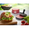 Hamburgeru prese GEFU 89419, plastmasa, Ø 11,8 cm, augstums 93 mm, pelēka/melna