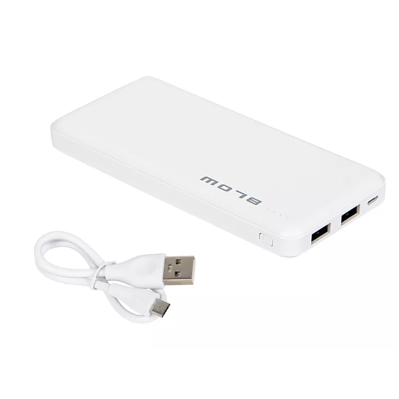 Pārnēsājams lādētājs ārējais akumulators BLOW PB10A 10000mAh (37Wh), 2x USB-A izejas, 22.5W kopējā, Micro‑USB ieeja, polimēra baterija