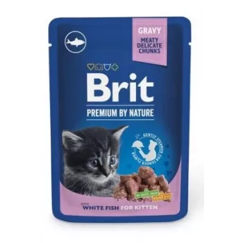 Mitrā kaķu barība Brit Premium by Nature Kitten ar baltajām zivīm, 100 g