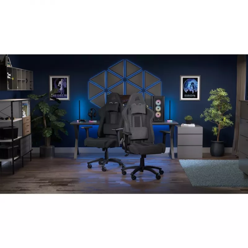 CORSAIR - TC100 RELAXED spēļu krēsls (audums - pelēks/melns)
