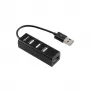Sbox H-204 USB 4 portu HUB melns
