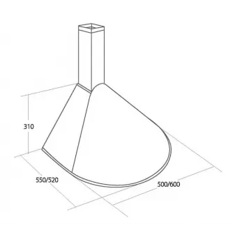 Pie sienas stiprināms tvaika nosūcējs AKPO WK-5 Elegant Turbo, 500 mm, nerūsējošais tērauds, 207 m³/h, 50–61 dB