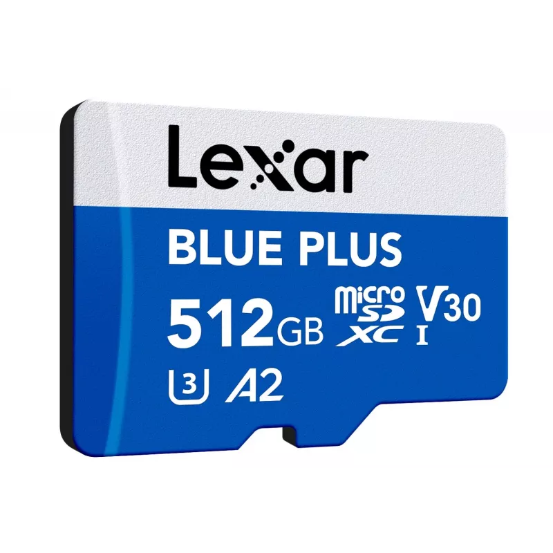 MicroSDXC atmiņas karte Lexar BLUE PLUS 512 GB, UHS‑I, lasīšanas ātrums 170 MB/s, U3/V30