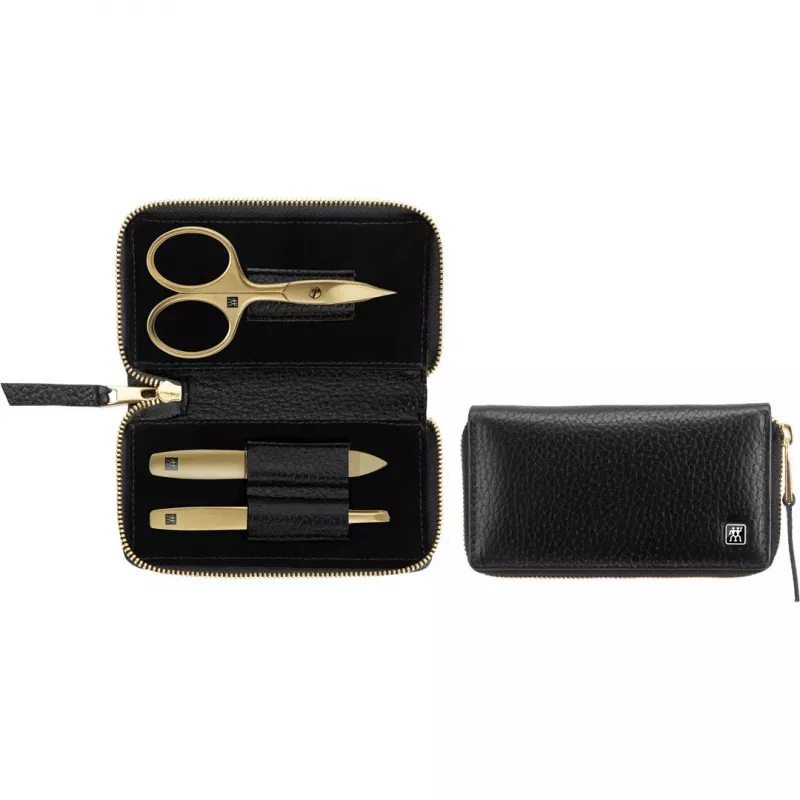 Manikīra komplekts ZWILLING Twinox Gold Edition 97747-004-0 — 3-daļīgs melnā ādas futlārī