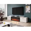 TV skapis Cama Meble ROVA ar elektrisko kamīnu 190x37x48 cm balts/spīdīgi balts