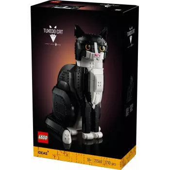 LEGO komplekts Ideas 21349 Tuxedo Cat celtniecības komplekts — kolekcionējams ķieģeļu modelis, vitrīnas priekšmets