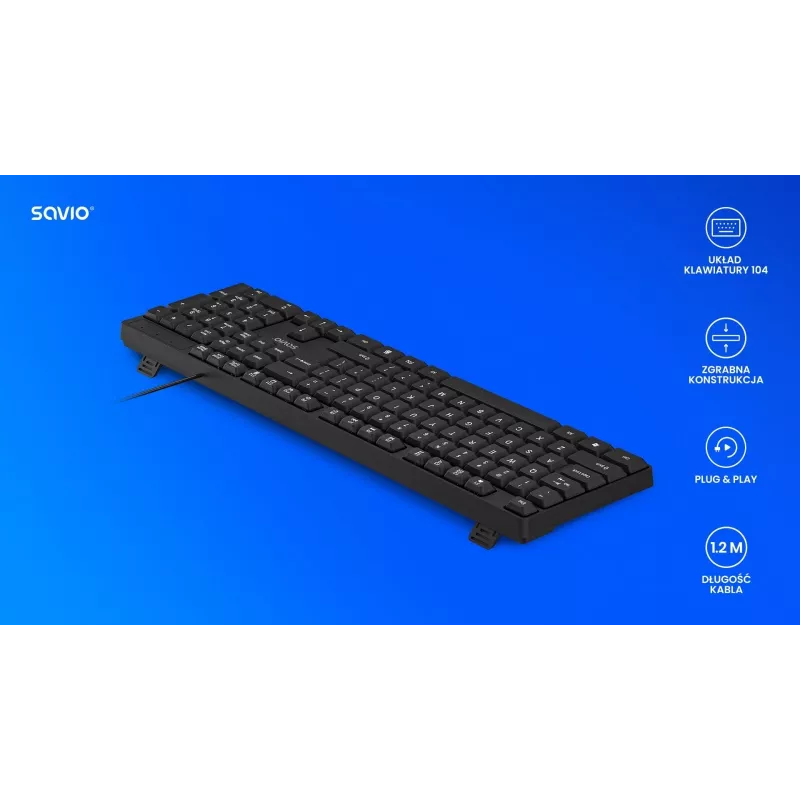 Savio KB-01 tastatūra mājām/birojam USB QWERTY US English Melna