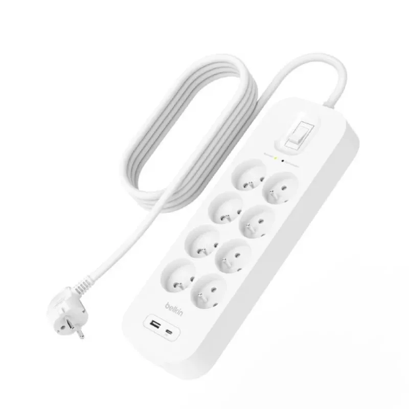 Pārsprieguma aizsargs Belkin SRB003CA2M 8 maiņstrāvas kontaktligzdas 900 J balts 2 m