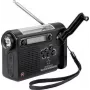 Renkforce RF-CR-200 pārnēsājamais radio UKW, MW, KW uzlādējams, saules panelis, rokas ģenerators, modinātāja funkcija, lukturītis melns (RF-4694806)