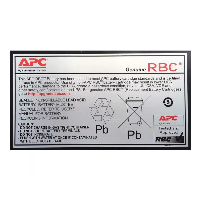 APC baterijas maiņas kasetne APCRBC110 (OEM), Aizzīmogota svina-skābes (VRLA), 1 gab., 84 VAh, melna, RoHS, 2,5 kg