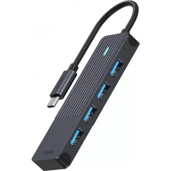 Rapoo USB-C centrmezgls, USB-C uz USB-A, pelēks (00217695)