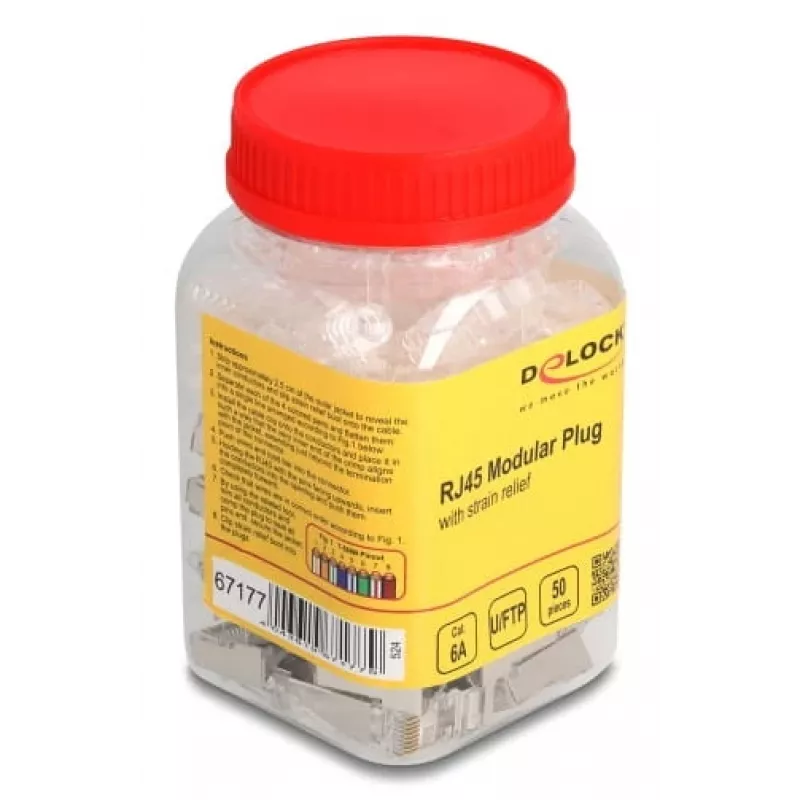 DeLOCK 67177 RJ45 vadu savienotājs Sudraba caurspīdīgs Vīrišķais 50 gab.