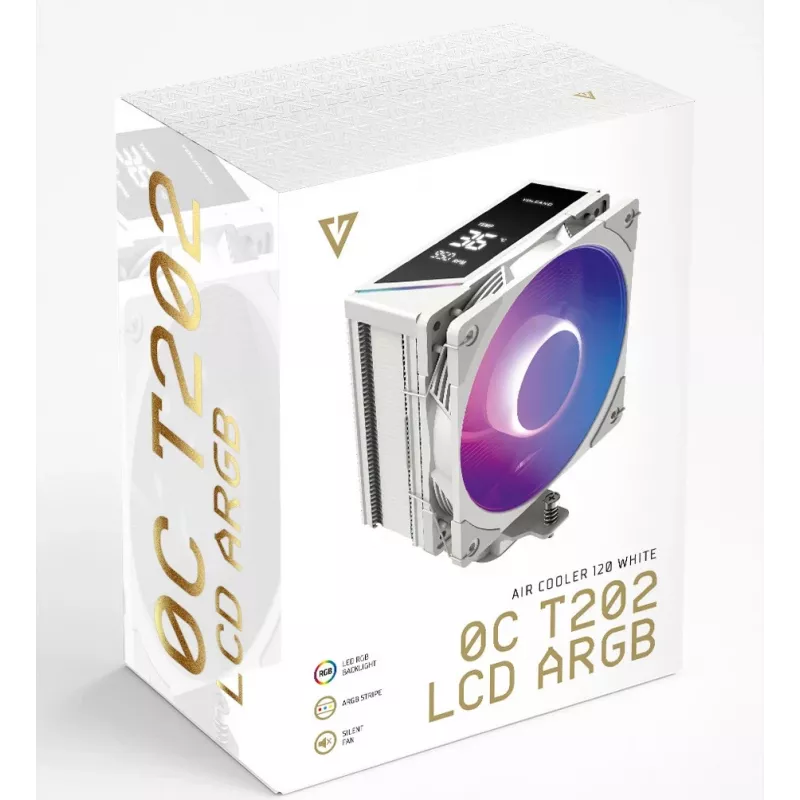 MODECOM Volcano 0C T202 LCD ARGB Procesora gaisa dzesētājs 12 cm Balts