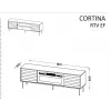 TV skapis cama meble CORTINA EF 180×40×60 cm, melns, skaidu plākšņu virsma, melns rāmis