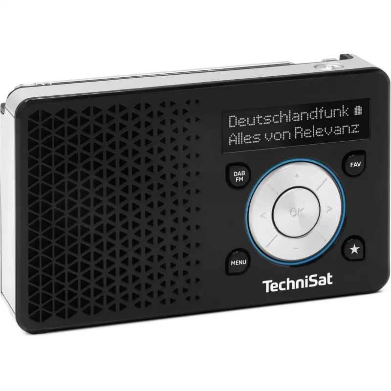 Portatīvais radio TECHNISAT DIGITRADIO 1 A — DAB+/FM, OLED displejs, USB-C, 3,5 mm austiņu izeja, 1 W, melns/sudrabains