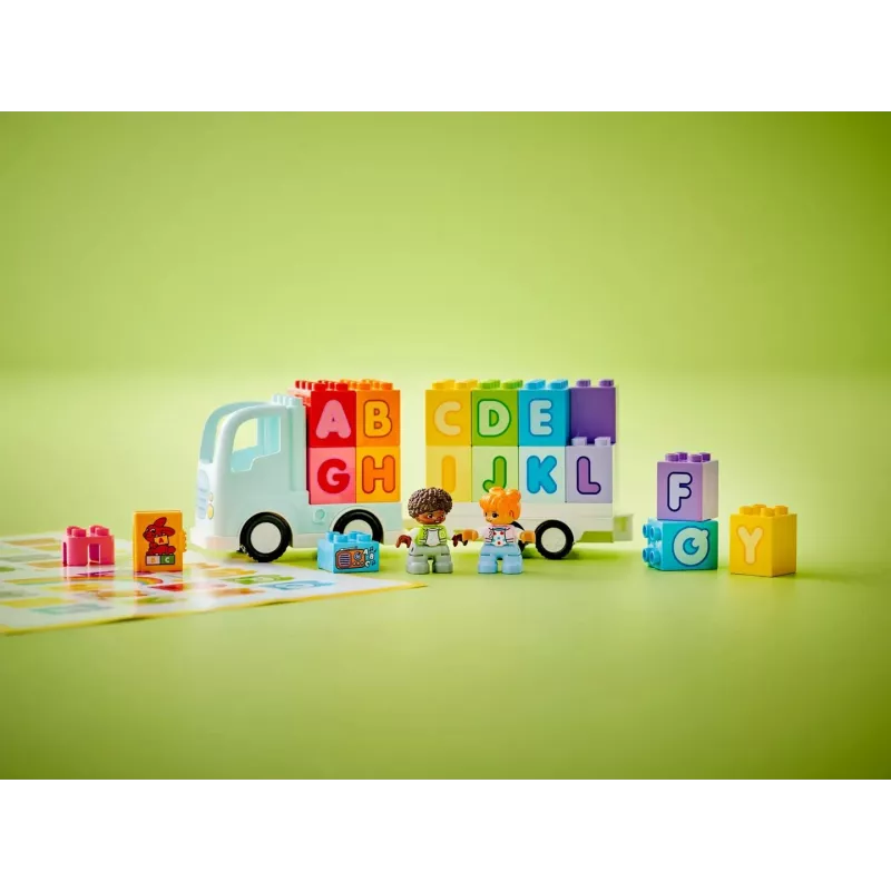 Konstruktors LEGO DUPLO 10421 ABC kravas automašīna, 36 gabali, 2 minifigūras, vecumam no 2 gadiem, izmēri 110×140×70 mm