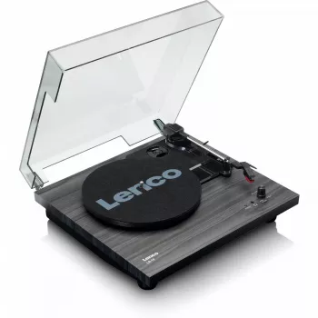 Siksnas piedziņas audio atskaņotājs Lenco LS-10, melns, ar iebūvētiem skaļruņiem, 33/45 RPM, RCA izeja, austiņu ligzda