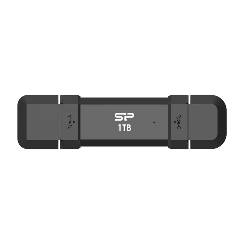 USB zibatmiņa Silicon Power DS72 1 TB, USB 3.2 Gen 2 Type-A / Type-C, alumīnija-gumijas korpuss, melns