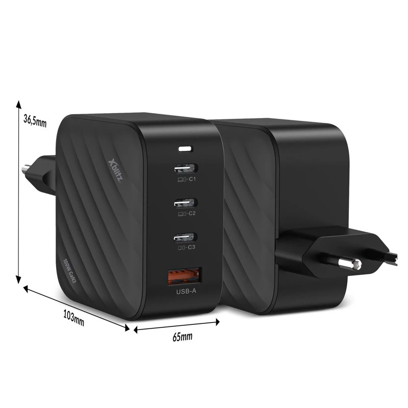 Lādētājs Xblitz XC3 USB-C PD 100W GaN3 — tīkla strāvas adapteris, PD ātrā uzlāde