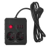 Strāvas sadalītājs MACLEAN MCE387 B — 2 kontaktligzdas, 3×USB A, 110–240 V, 1,5 m kabelis, maks. 2500 W