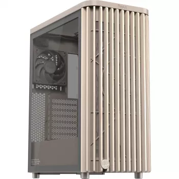 Datora korpuss ASUS PROART PA401 WOOD TG PWM BEIGE — ATX, 503×225×412 mm, 2×3,5 collas/2×2,5 collas, GPU līdz 315 mm