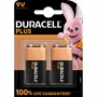 Duracell Plus 9V (MN1604) baterija — 2 gab. iepakojumā, kopējais svars 0,102 kg