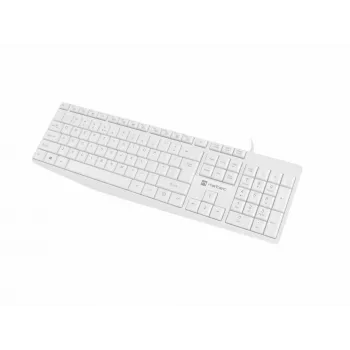 Vadu pilnizmēra tastatūra NATEC NAUTILUS NKL-1951, 105 taustiņi, US International QWERTY, balta, USB, 1,8 m