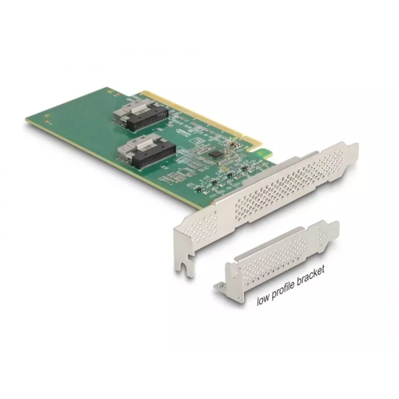 DeLOCK PCI Express 4.0 x16 karte uz 4 x SFF-8639 NVMe - Bifurkācija - Low Profile formas faktors