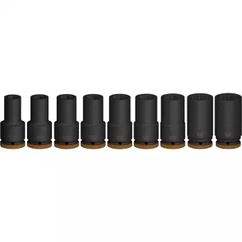 Bosch PRO 3/4 collu uzgriežņu atslēgu komplekts, 9 dziļās ligzdas, melns