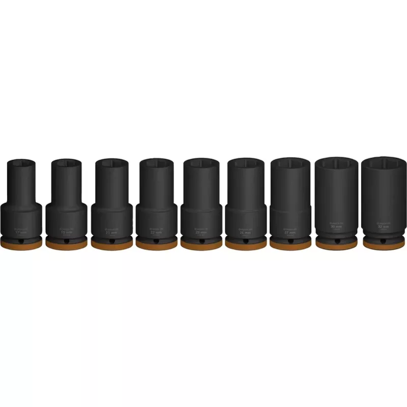 Bosch PRO 3/4 collu uzgriežņu atslēgu komplekts, 9 dziļās ligzdas, melns