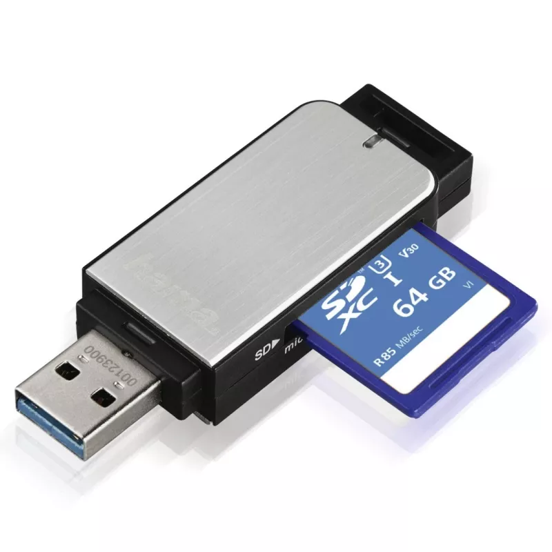 Hama 123900 karšu lasītājs USB 3.2 Gen 1 (3.1 Gen 1) Melns, Sudraba