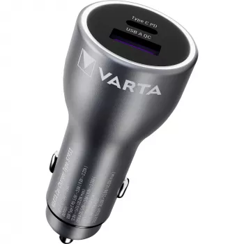 Automašīnas lādētājs Varta 57933101111, 45 W kopējā jauda, 1× USB-A, 1× USB-C