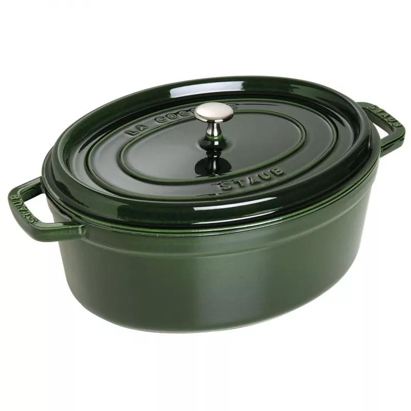 Staub La Cocotte 33 cm ovāls čuguna katls, bazilika zaļš